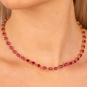 Next Necklace Oval Cut Ruby Sapphire Tennis Wedding Necklace For Women