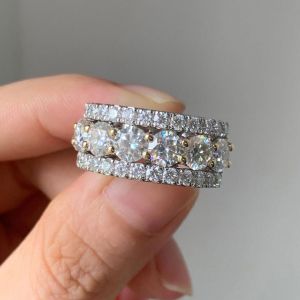 Next Necklace Two Tone Round Cut White Sapphire Wedding Band For Women