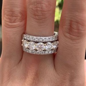Next Necklace Two Tone Round Cut White Sapphire Wedding Band For Women