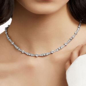 Next Necklace Round Cut White Sapphire Wedding Necklace For Women