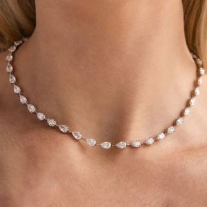Next Necklace Pear Cut White Sapphire Tennis Wedding Necklace For Women