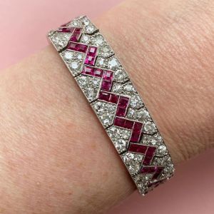 Next Necklace Art Deco Asscher Cut Ruby Sapphire Tennis Bracelet For Women 