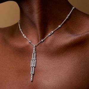 Next Necklace Round Cut White Sapphire Pendant Wedding Necklace For Women