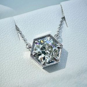 Next Necklace Round Cut White Sapphire Pendant Wedding Necklace For Women