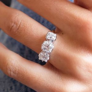 Next Necklace Three Stone Two Tone Cushion Cut White Sapphire Engagement Ring For Women