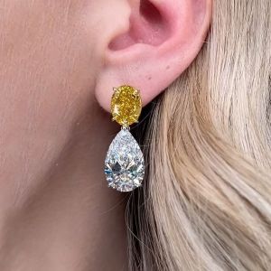 Next Necklace Two Tone Oval & Pear Cut Yellow Sapphire Drop Earrings For Women