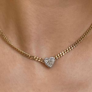 Next Necklace Two Tone Heart Cut White Sapphire Pendant Wedding Necklace For Women