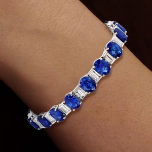 Next Necklace Oval Cut Blue Sapphire Tennis Bracelet For Women