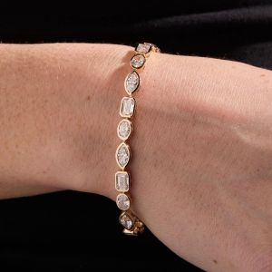 Next Necklace Golden Multi Cut White Sapphire Tennis Bracelet For Women
