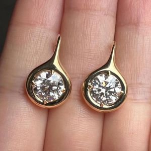 4 Ct Golden Solitaire Round Cut White Sapphire Earrings Wedding Jewelry Drop Earrings For Women