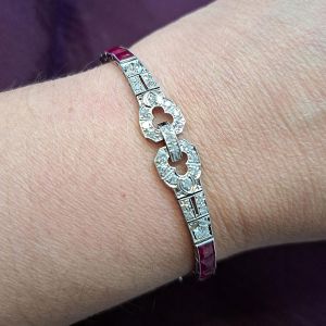 Next Necklace Art Deco Milgrain Emerald Cut Ruby Sapphire Bracelet For Women