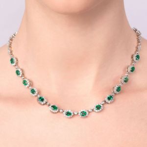 17.81 Ct Oval Cut Emerald Sapphire Bridal Jewelry Wedding Necklace For Women 