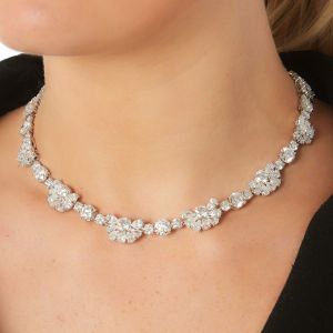Next Necklace Round & Pear Cut White Sapphire Wedding Necklace For Women