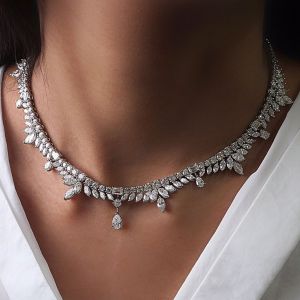 Next Necklace Pear Cut White Sapphire Wedding Necklace For Women
