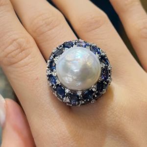 Next Necklace Round Pearl Engagement Ring For Women