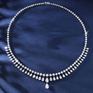 Pear Cut White Sapphire Luxury Jewelry Wedding Necklaces For Women