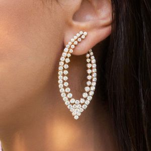 Next Necklace Golden Round Cut White Sapphire Hoop Earrings For Women