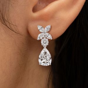Pear Cut White Sapphire Drop Earrings For Women Wedding Jewelry