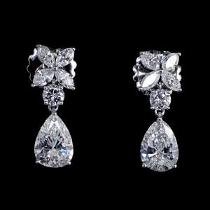 Pear Cut White Sapphire Drop Earrings For Women Wedding Jewelry  