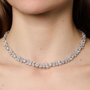 Next Necklace Round Cut White Sapphire Wedding Necklace For Women