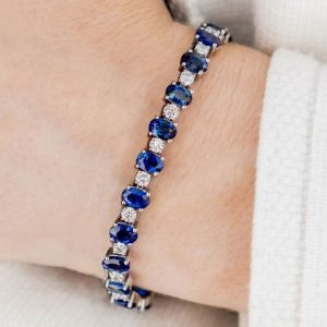 Next Necklace Oval Cut Blue Sapphire Tennis Bracelet For Women