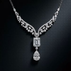 Next Necklace Pear Cut White Sapphire Pendant Wedding Necklace For Women 