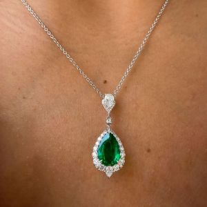 Next Necklace Pear Cut Emerald Sapphire Pendant Wedding Necklace For Women