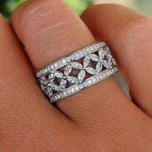Next Necklace Eternity Marquise Cut White Sapphire Wedding Band For Women