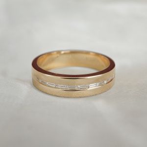 Next Necklace Golden Half Eternity Emerald Cut White Sapphire Wedding Ring Band For Men