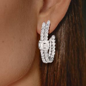 Next Necklace Round Cut White Sapphire Hoop Earrings For Women