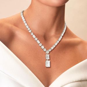 Emerald Cut White Sapphire Wedding Jewelry Wedding Necklace For Women