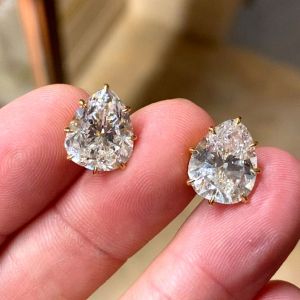 2 Ct Solitaire Pear Cut White Sapphire Gold Earrings Stud Earrings For Women