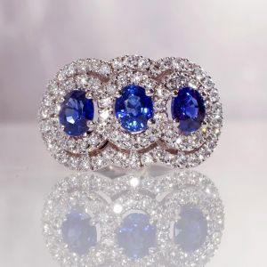 Next Necklace Halo Oval Cut Blue Sapphire Engagement Ring For Women