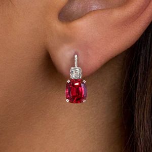 Next Necklace Cushion Cut Ruby Sapphire Drop Earrings For Women