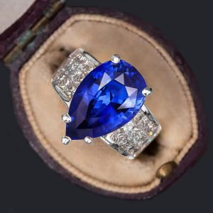 Pear Cut Blue Sapphire Engagement Ring Wedding Jewelry For Women