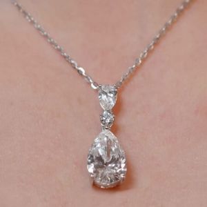 Next Necklace Pear Cut White Sapphire Wedding Pendant Necklace For Women 