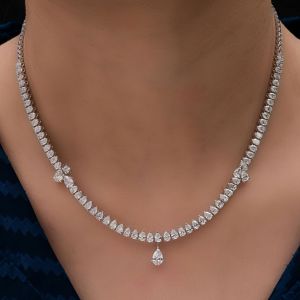 14.99 Ct Pear Cut White Sapphire Bridal Jewelry Wedding Necklace For Women