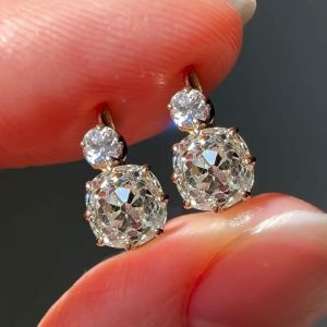 Next Necklace Gold Cushion Cut White Sapphire Drop Earrings For Women 