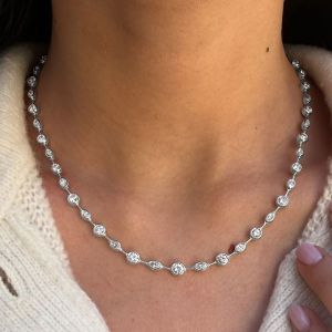 10.64 Ct Next Necklace Round Cut White Sapphire Wedding Necklace For Women