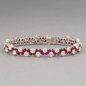 12.7 Ct Next Necklace Round Cut Ruby Sapphire Wedding Tennis Bracelet For Women