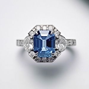 Next Necklace Emerald Cut Blue Sapphire Engagement Ring For Women