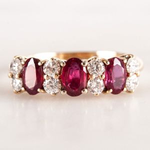 Golden Oval Cut Ruby Sapphire Engagement Ring For Women Wedding Jewelry 1.23 Ct 