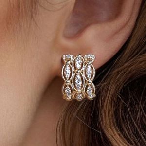 Next Necklace Gold Milgrain Round Cut White Sapphire Hoop Earrings For Women