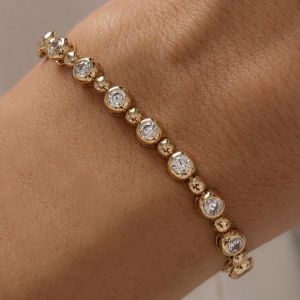 Next Necklace Golden Round Cut White Sapphire Bracelet For Women