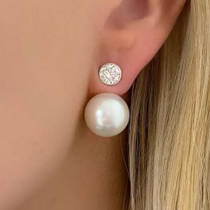 1 Ct Round Pearl Bridal Jewelry Drop Earrings For Women