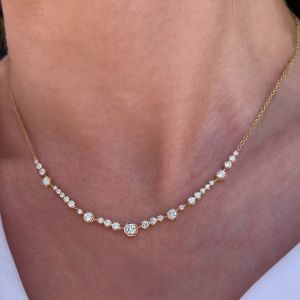 Next Necklace Golden Round Cut White Sapphire Pendant Necklace For Women