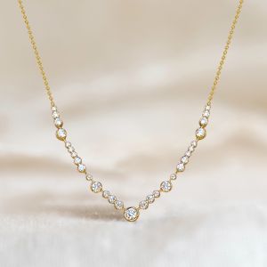 Golden Round Cut White Sapphire Pendant Necklace For Women