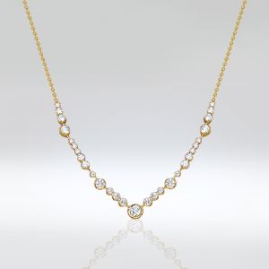 Golden Round Cut White Sapphire Pendant Necklace For Women