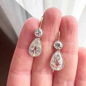 13.18 Ct Milgrain Pear Cut White Sapphire Earrings Bridal Jewelry Drop Earrings For Women 