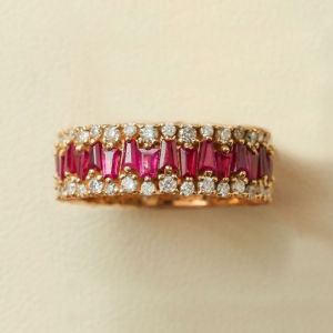 Next Necklace Gold Baguette Cut Ruby Sapphire Wedding Band For Women Next Jewelry 